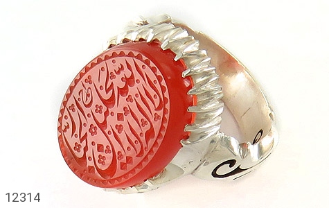 انگشتر نقره عقیق یمنی قرمز سرخ مردانه دست ساز [لا اله الا الله الجلیل الجبار] - 12314